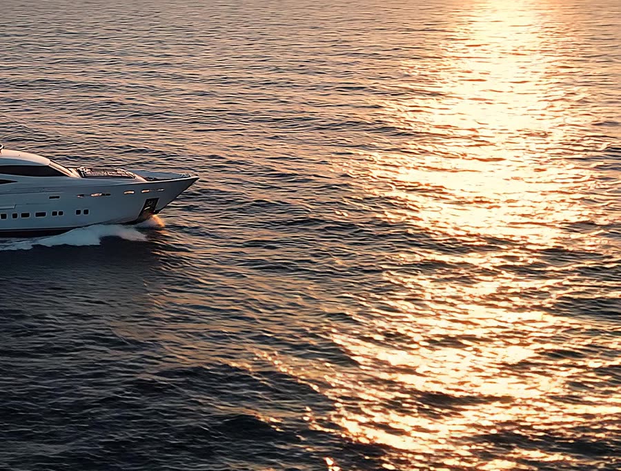 A golden sun path glittering on the open ocean